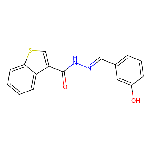 N'-(3-hydroxybenzylidene)-1-benzothiophene-3-carbohydrazide structure
