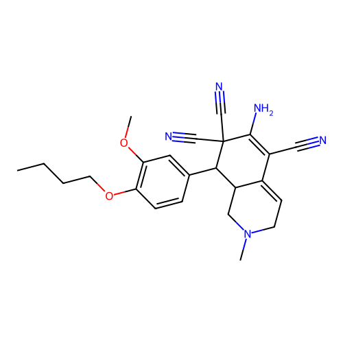 6-amino-8-(4-butoxy-3-methoxyphenyl)-2-methyl-2,3,8,8a-tetrahydro-5,7,7(1H)-isoquinolinetricarbonitrile structure