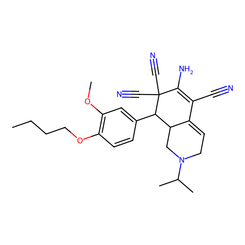 6-amino-8-(4-butoxy-3-methoxyphenyl)-2-(propan-2-yl)-2,3,8,8a-tetrahydroisoquinoline-5,7,7(1H)-tricarbonitrile structure