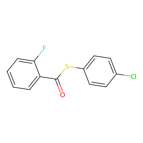 S-(4-chlorophenyl) 2-fluorobenzenecarbothioate structure