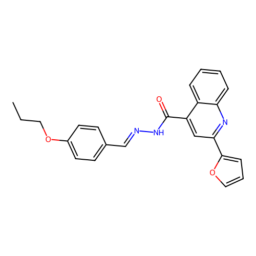 2-(furan-2-yl)-N-[(E)-(4-propoxyphenyl)methylideneamino]quinoline-4-carboxamide structure