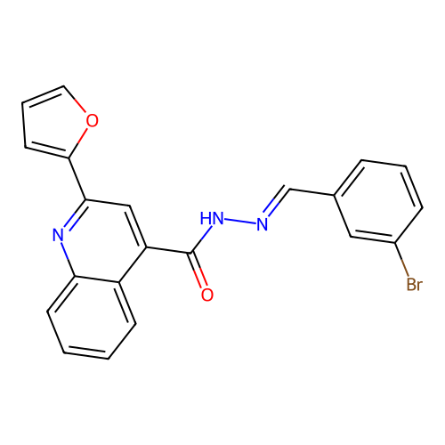 N-[(E)-(3-bromophenyl)methylideneamino]-2-(furan-2-yl)quinoline-4-carboxamide structure