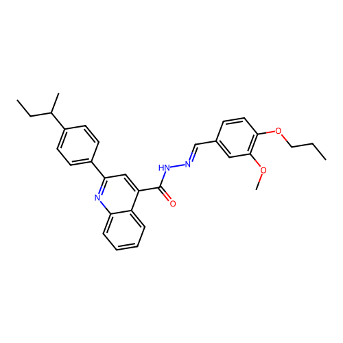 2-(4-sec-butylphenyl)-N'-(3-methoxy-4-propoxybenzylidene)-4-quinolinecarbohydrazide structure