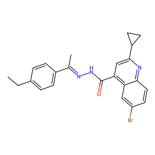 6-bromo-2-cyclopropyl-N'-[1-(4-ethylphenyl)ethylidene]-4-quinolinecarbohydrazide structure