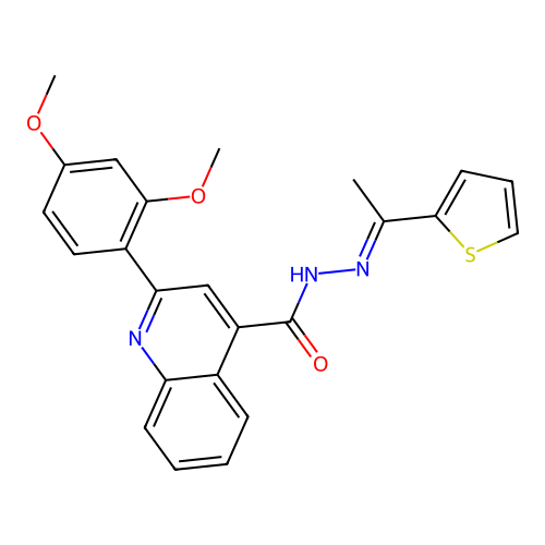 2-(2,4-dimethoxyphenyl)-N'-[1-(2-thienyl)ethylidene]-4-quinolinecarbohydrazide structure
