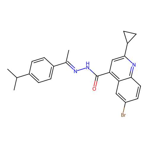 6-bromo-2-cyclopropyl-N'-[1-(4-isopropylphenyl)ethylidene]-4-quinolinecarbohydrazide structure