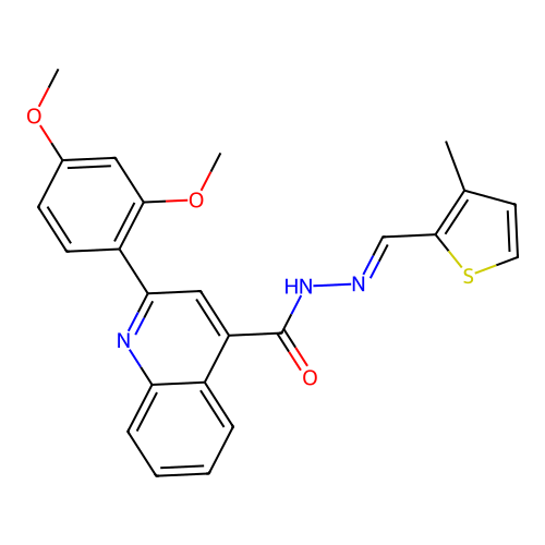 2-(2,4-dimethoxyphenyl)-N'-[(3-methyl-2-thienyl)methylene]-4-quinolinecarbohydrazide structure