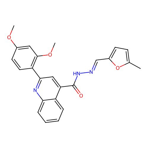 2-(2,4-dimethoxyphenyl)-N-[(E)-(5-methylfuran-2-yl)methylideneamino]quinoline-4-carboxamide structure