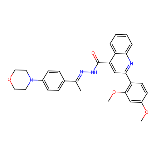 2-(2,4-dimethoxyphenyl)-N'-{1-[4-(4-morpholinyl)phenyl]ethylidene}-4-quinolinecarbohydrazide structure