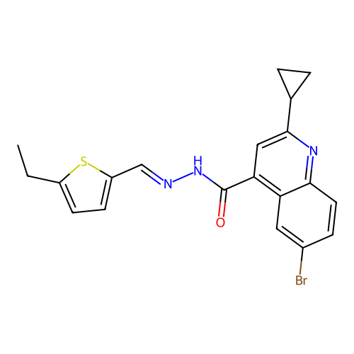 6-bromo-2-cyclopropyl-N'-[(5-ethyl-2-thienyl)methylene]-4-quinolinecarbohydrazide structure