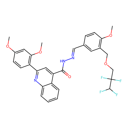 2-(2,4-dimethoxyphenyl)-N'-{4-methoxy-3-[(2,2,3,3-tetrafluoropropoxy)methyl]benzylidene}-4-quinolinecarbohydrazide structure