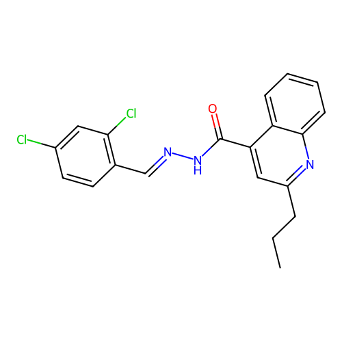 N-[(E)-(2,4-dichlorophenyl)methylideneamino]-2-propylquinoline-4-carboxamide structure