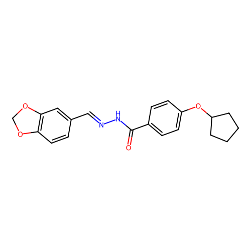 N'-(1,3-benzodioxol-5-ylmethylene)-4-(cyclopentyloxy)benzohydrazide structure