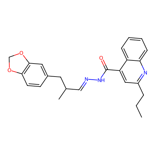N'-[(1E)-3-(1,3-benzodioxol-5-yl)-2-methylpropylidene]-2-propylquinoline-4-carbohydrazide structure