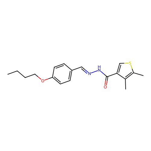N'-(4-butoxybenzylidene)-4,5-dimethyl-3-thiophenecarbohydrazide structure