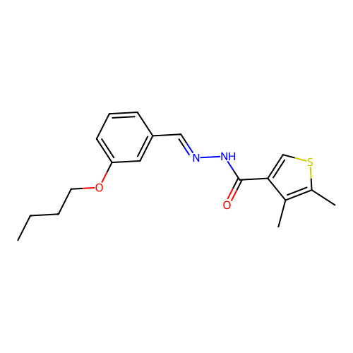 N'-(3-butoxybenzylidene)-4,5-dimethyl-3-thiophenecarbohydrazide structure