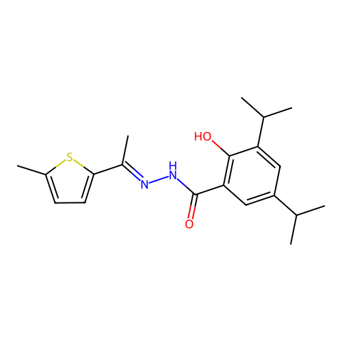 2-hydroxy-3,5-diisopropyl-N'-[1-(5-methyl-2-thienyl)ethylidene]benzohydrazide structure