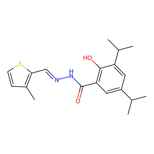 2-hydroxy-N-[(E)-(3-methylthiophen-2-yl)methylideneamino]-3,5-di(propan-2-yl)benzamide structure