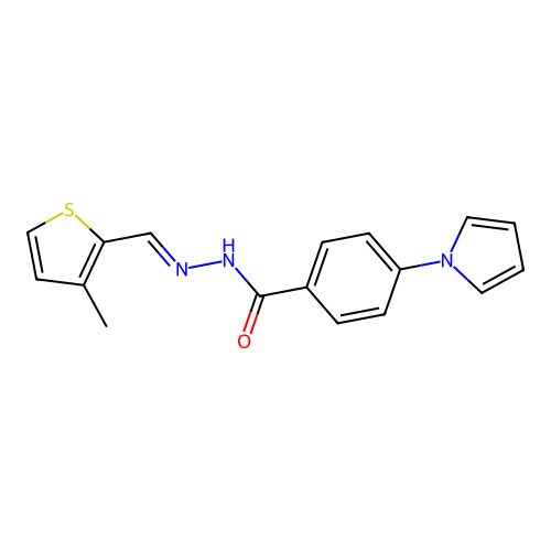 N-[(E)-(3-methylthiophen-2-yl)methylideneamino]-4-pyrrol-1-ylbenzamide structure