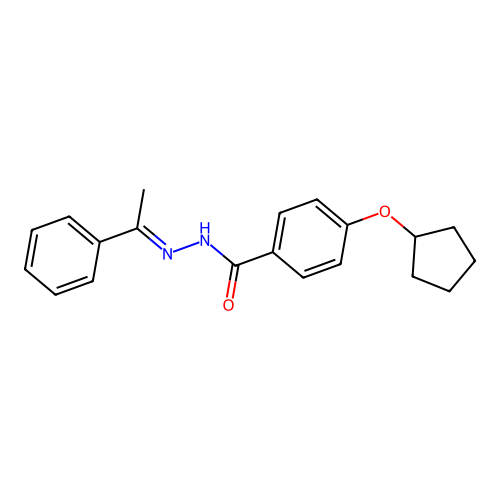 4-(cyclopentyloxy)-N'-(1-phenylethylidene)benzohydrazide structure