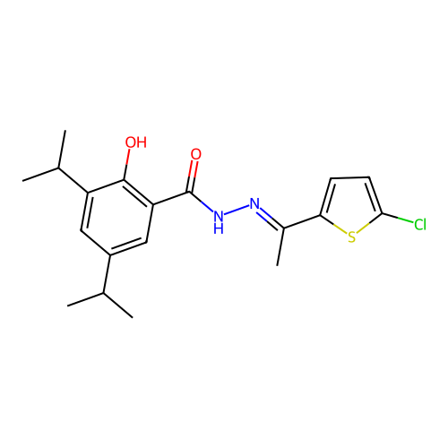 N'-[1-(5-chloro-2-thienyl)ethylidene]-2-hydroxy-3,5-diisopropylbenzohydrazide structure