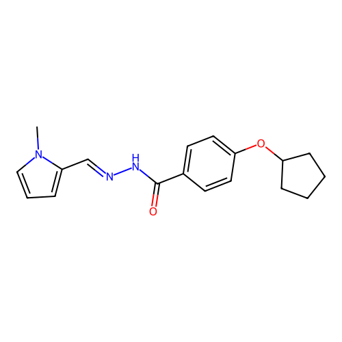 4-cyclopentyloxy-N-[(E)-(1-methylpyrrol-2-yl)methylideneamino]benzamide structure