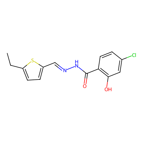 4-chloro-N-[(E)-(5-ethylthiophen-2-yl)methylideneamino]-2-hydroxybenzamide structure
