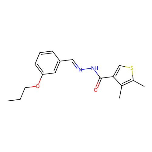 4,5-dimethyl-N'-(3-propoxybenzylidene)-3-thiophenecarbohydrazide structure