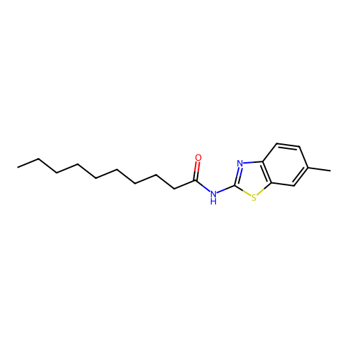 N-(6-methyl-1,3-benzothiazol-2-yl)decanamide structure