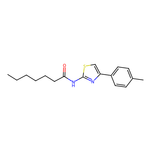 N-[4-(4-methylphenyl)-1,3-thiazol-2-yl]heptanamide structure
