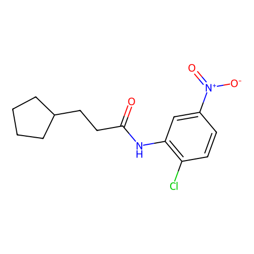 N-(2-chloro-5-nitrophenyl)-3-cyclopentylpropanamide structure