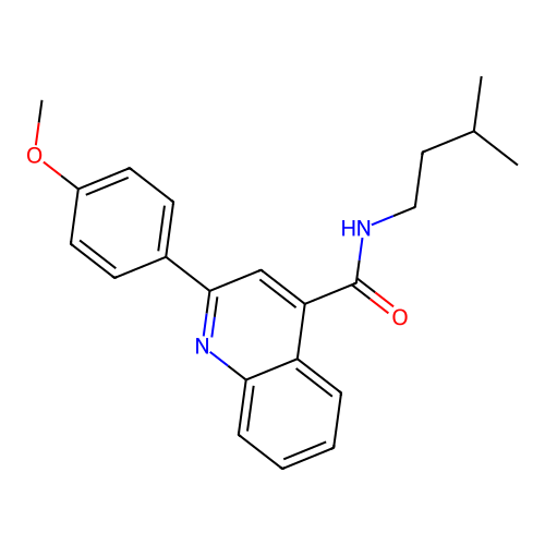 2-(4-methoxyphenyl)-N-(3-methylbutyl)quinoline-4-carboxamide structure