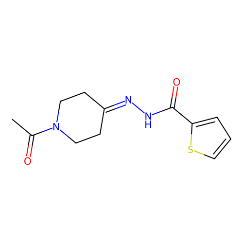 N'-(1-acetyl-4-piperidinylidene)-2-thiophenecarbohydrazide structure