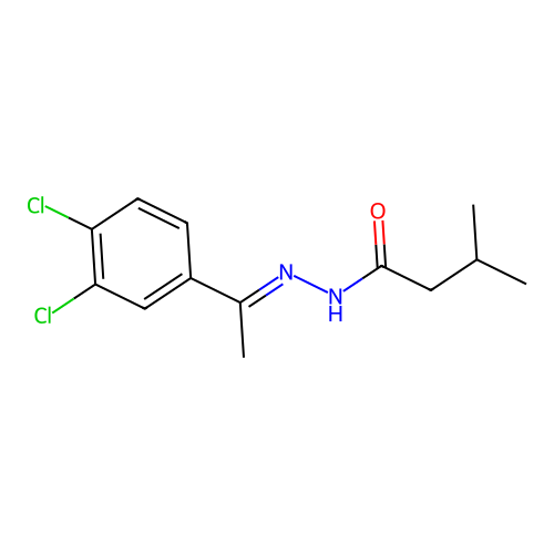 N-[1-(3,4-dichlorophenyl)ethylideneamino]-3-methylbutanamide structure