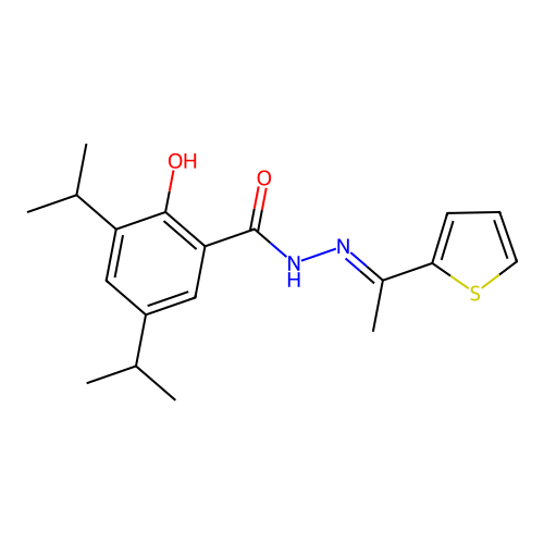 2-hydroxy-3,5-diisopropyl-N'-[1-(2-thienyl)ethylidene]benzohydrazide structure