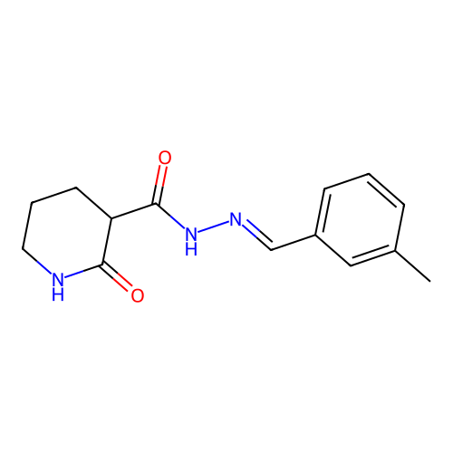 N-[(3-methylphenyl)methylideneamino]-2-oxopiperidine-3-carboxamide structure