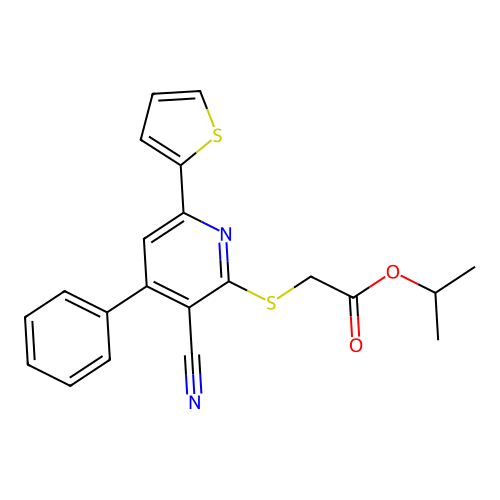 1-Methylethyl [(3-cyano-4-phenyl-6-thien-2-ylpyridin-2-yl)sulfanyl]acetate structure
