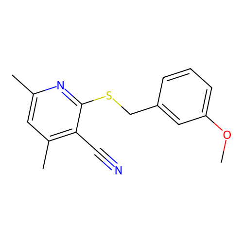 2-{[(3-Methoxyphenyl)methyl]sulfanyl}-4,6-dimethylpyridine-3-carbonitrile structure