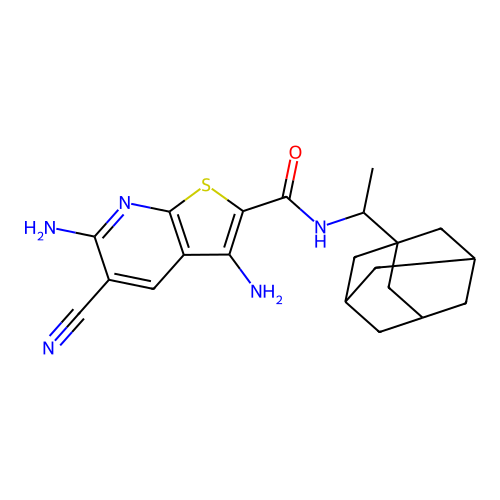 N-[1-(1-Adamantyl)ethyl]-3,6-diamino-5-cyanothieno[2,3-b]pyridine-2-carboxamide structure