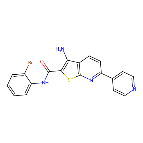 3-amino-N-(2-bromophenyl)-6-(pyridin-4-yl)thieno[2,3-b]pyridine-2-carboxamide structure