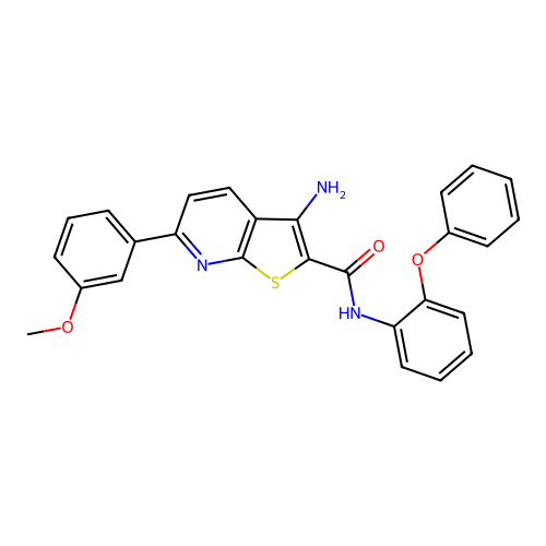 3-amino-6-(3-methoxyphenyl)-N-(2-phenoxyphenyl)thieno[2,3-b]pyridine-2-carboxamide structure