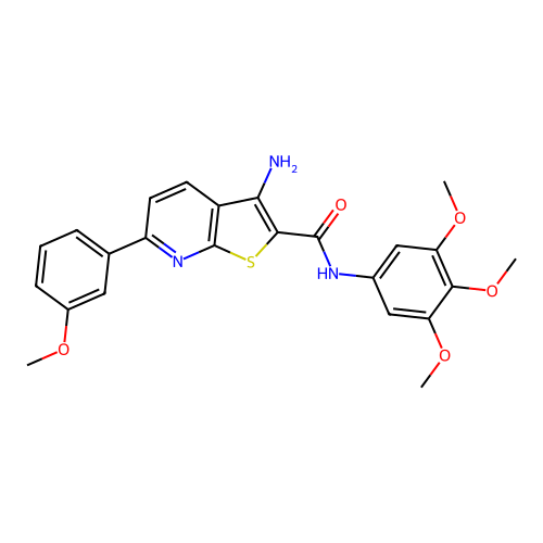 3-amino-6-(3-methoxyphenyl)-N-(3,4,5-trimethoxyphenyl)thieno[2,3-b]pyridine-2-carboxamide structure