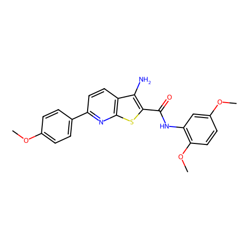 3-amino-N-(2,5-dimethoxyphenyl)-6-(4-methoxyphenyl)thieno[2,3-b]pyridine-2-carboxamide structure