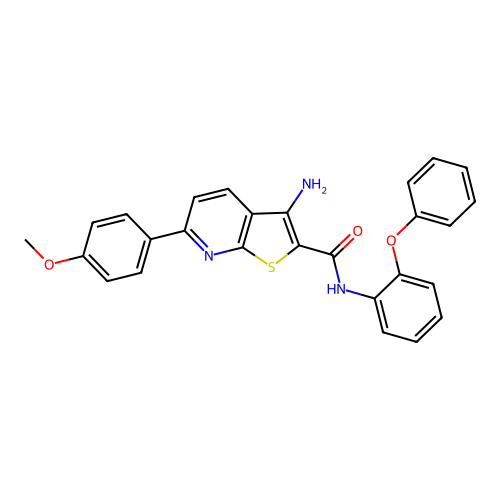 3-amino-6-(4-methoxyphenyl)-N-(2-phenoxyphenyl)thieno[2,3-b]pyridine-2-carboxamide structure