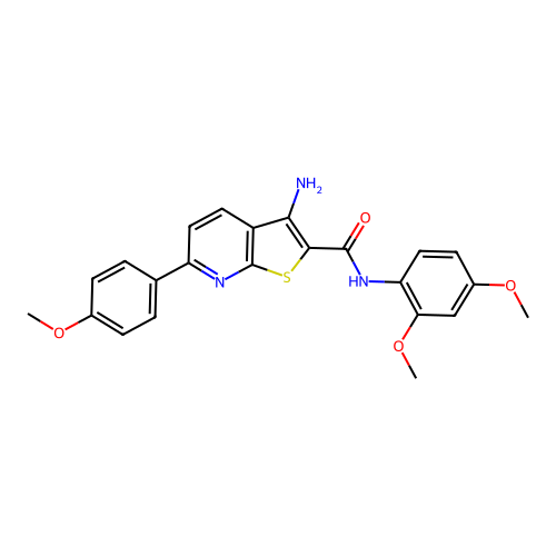 3-amino-N-(2,4-dimethoxyphenyl)-6-(4-methoxyphenyl)thieno[2,3-b]pyridine-2-carboxamide structure