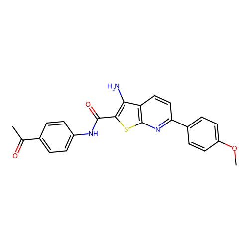 N-(4-acetylphenyl)-3-amino-6-(4-methoxyphenyl)thieno[2,3-b]pyridine-2-carboxamide structure