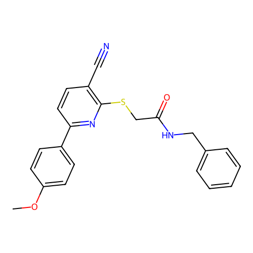 N-benzyl-2-{[3-cyano-6-(4-methoxyphenyl)pyridin-2-yl]sulfanyl}acetamide structure