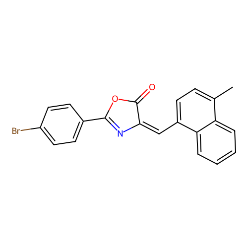 (4E)-2-(4-bromophenyl)-4-[(4-methylnaphthalen-1-yl)methylidene]-1,3-oxazol-5-one structure