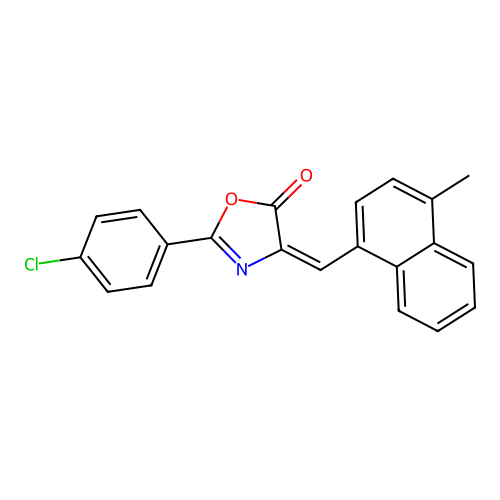 (4E)-2-(4-chlorophenyl)-4-[(4-methylnaphthalen-1-yl)methylidene]-1,3-oxazol-5-one structure