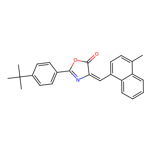 (4E)-2-(4-tert-butylphenyl)-4-[(4-methylnaphthalen-1-yl)methylidene]-1,3-oxazol-5-one structure